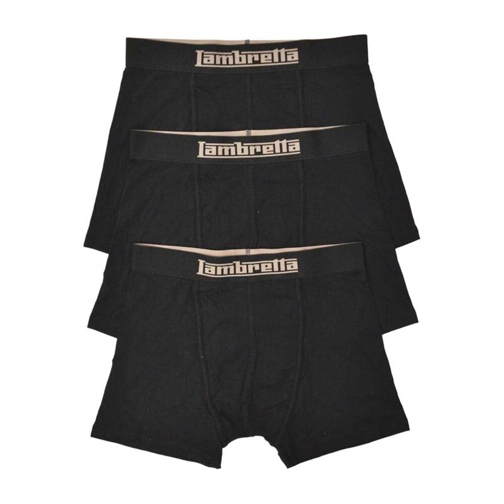Lambretta Mens Logo Cotton Blend Boxer Shorts (Pack of 3) / Black